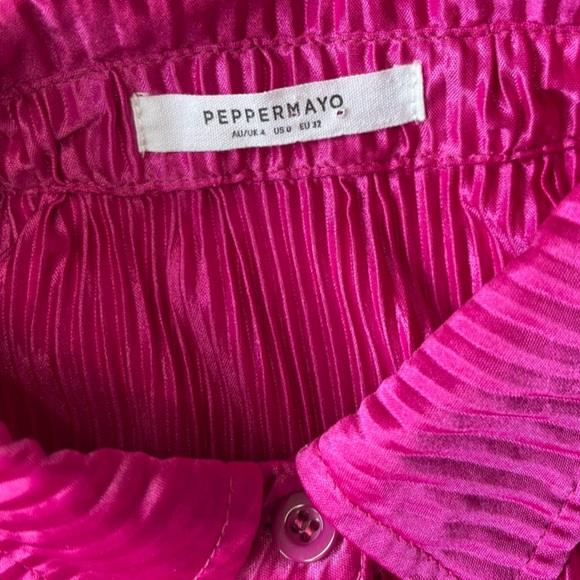 Peppermayo Pink Pleated Button Down Long Sleeve Flirty Mini Dress - Size 0 - Picture 5 of 15